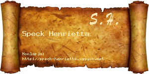 Speck Henrietta névjegykártya